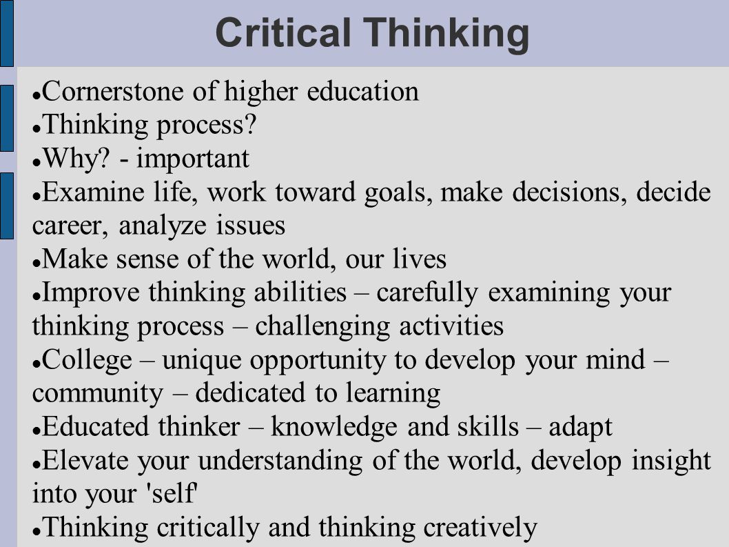 Opportunities for critical thinking 1